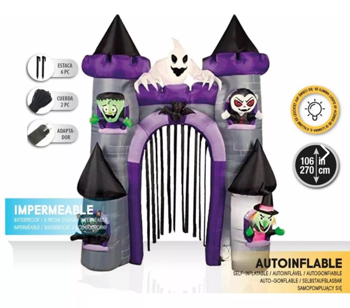 CASTILLO INFLABLE HALLOWEEN LED 270 CM - 2
