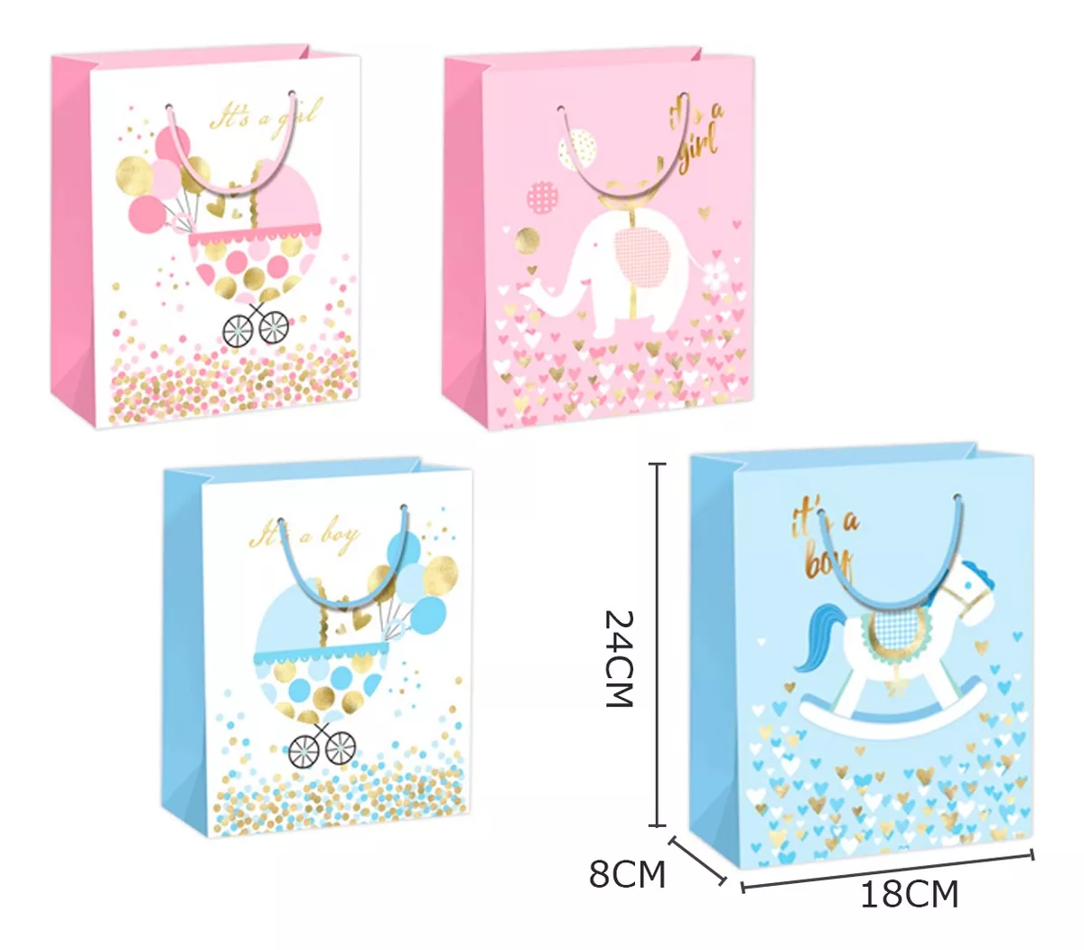 PACK X6 BOLSA REGALO 24CM ALTO X 18CM ANCHO 24X18 - 3