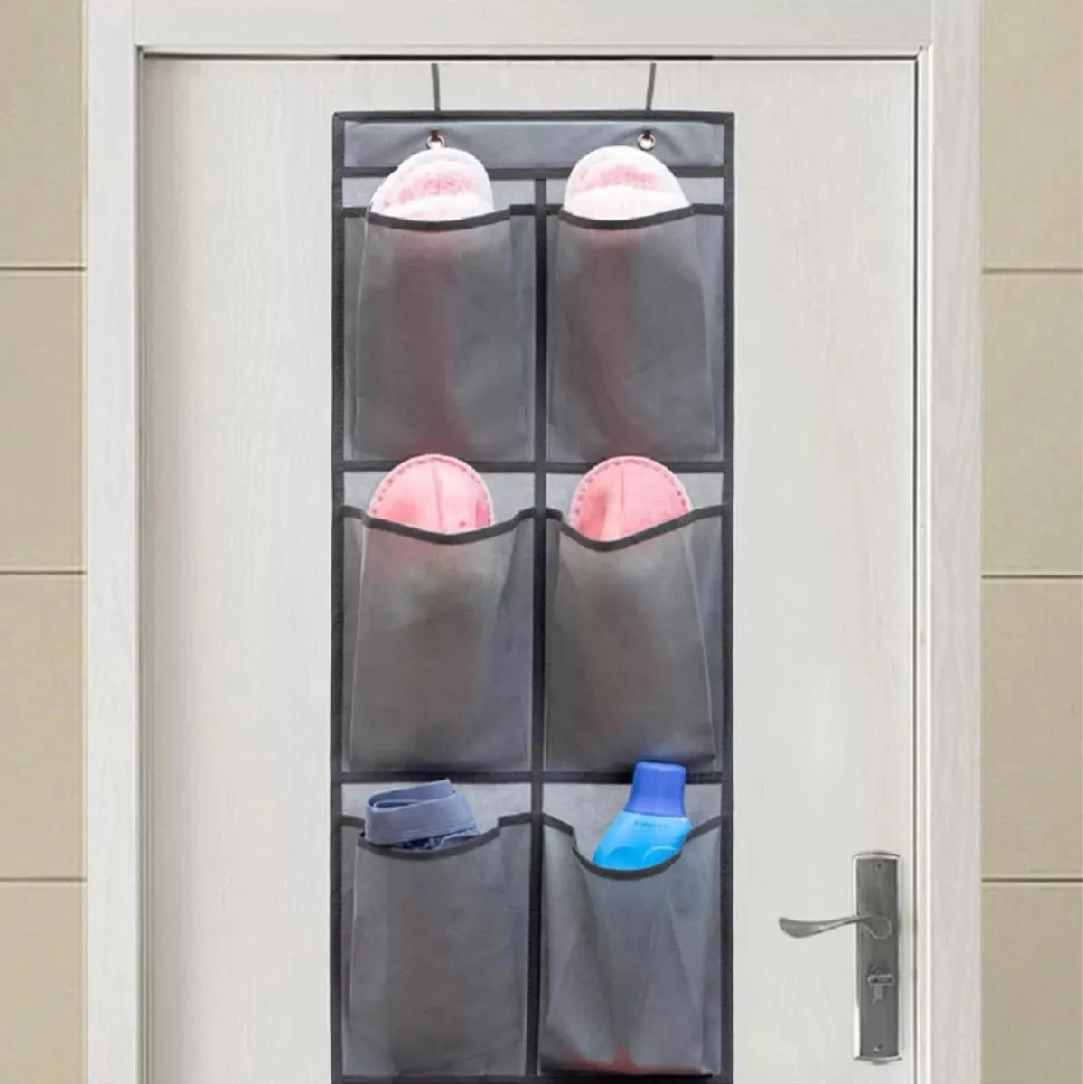 ORGANIZADOR DE ZAPATOS COLGANTE 6 BOLSILLOS PLEGABLE 36X59 - 3