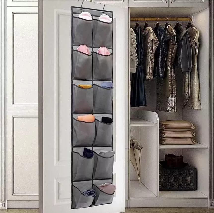 ORGANIZADOR DE ZAPATOS COLGANTE 12 BOLSILLOS PLEGABLE 40X90 - 3