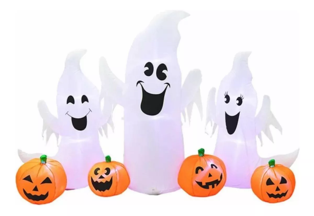 TRÍO INFLABLE FANTASMAS CON LINTERNAS HALLOWEEN 180 CM - 1