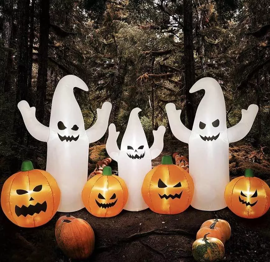 TRÍO INFLABLE FANTASMAS CON LINTERNAS HALLOWEEN 180 CM - 2