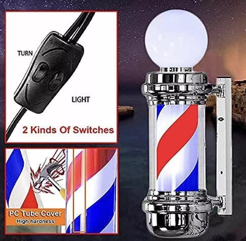 LETRERO BARBERÍA PELUQUERIA LED LUZ GIRATORIA BARRA 68CM - 2