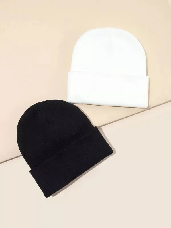 GORRO DE INVIERNO UNICOLOR UNISEX LANA TEJIDO CORTO - 2