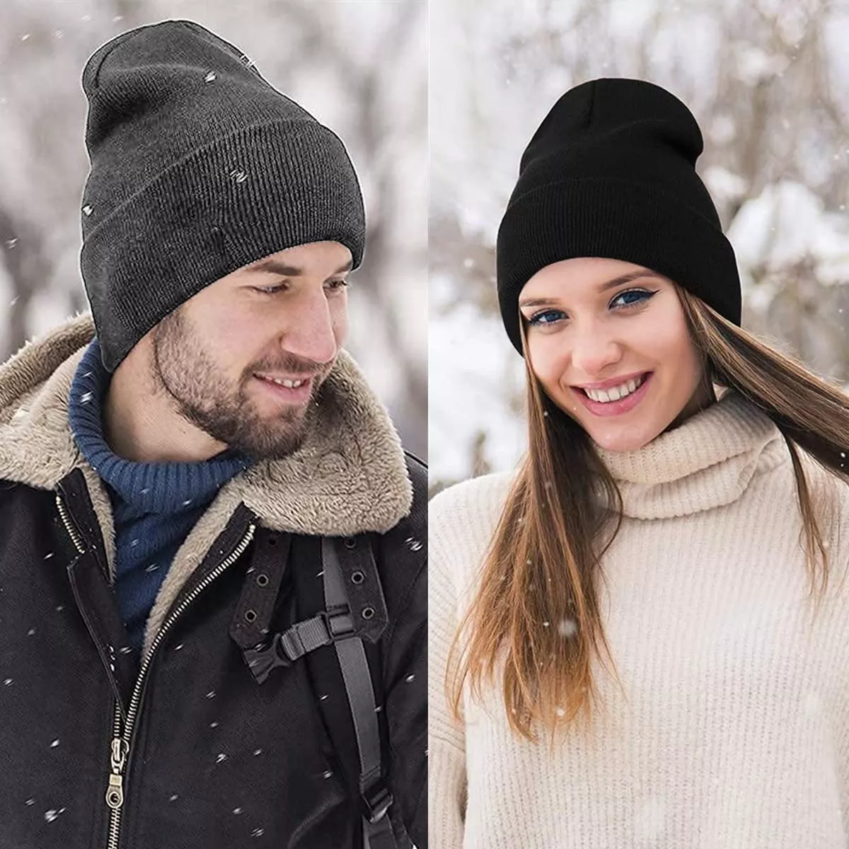 GORRO DE INVIERNO UNICOLOR UNISEX LANA TEJIDO CORTO - 3