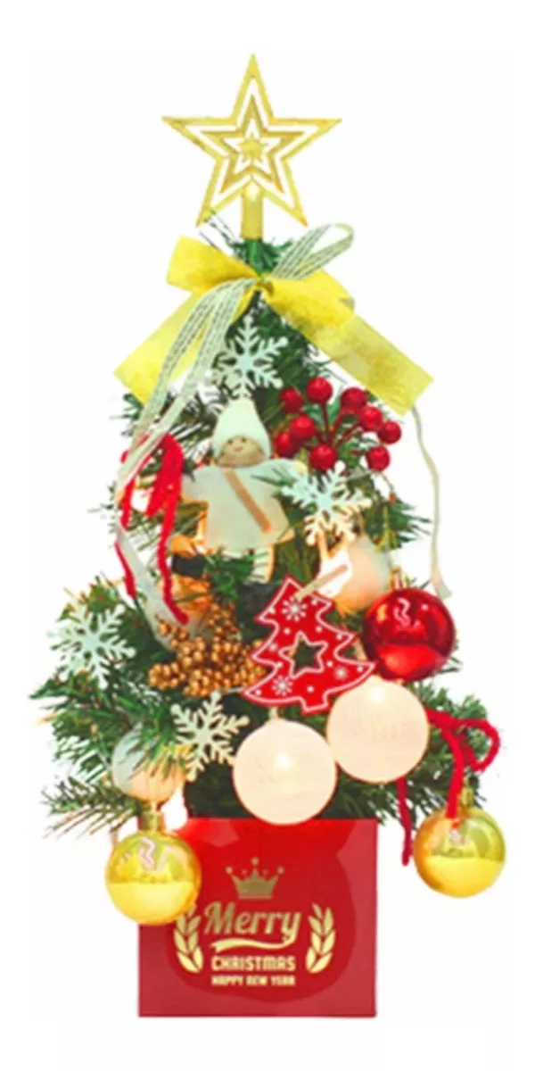 MINI ÁRBOL DECORACIÓN NAVIDAD MESA PIÑA CONOS Y FRUTOS ROJOS - 4
