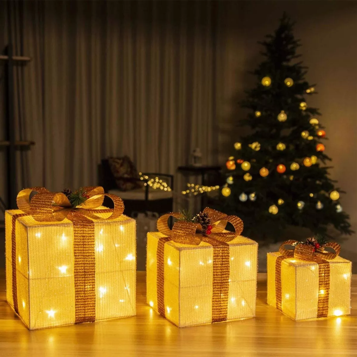 PACK 3 CAJAS NAVIDEÑAS LED DECORACIÓN ÁRBOL LIVING NAVIDAD - 1