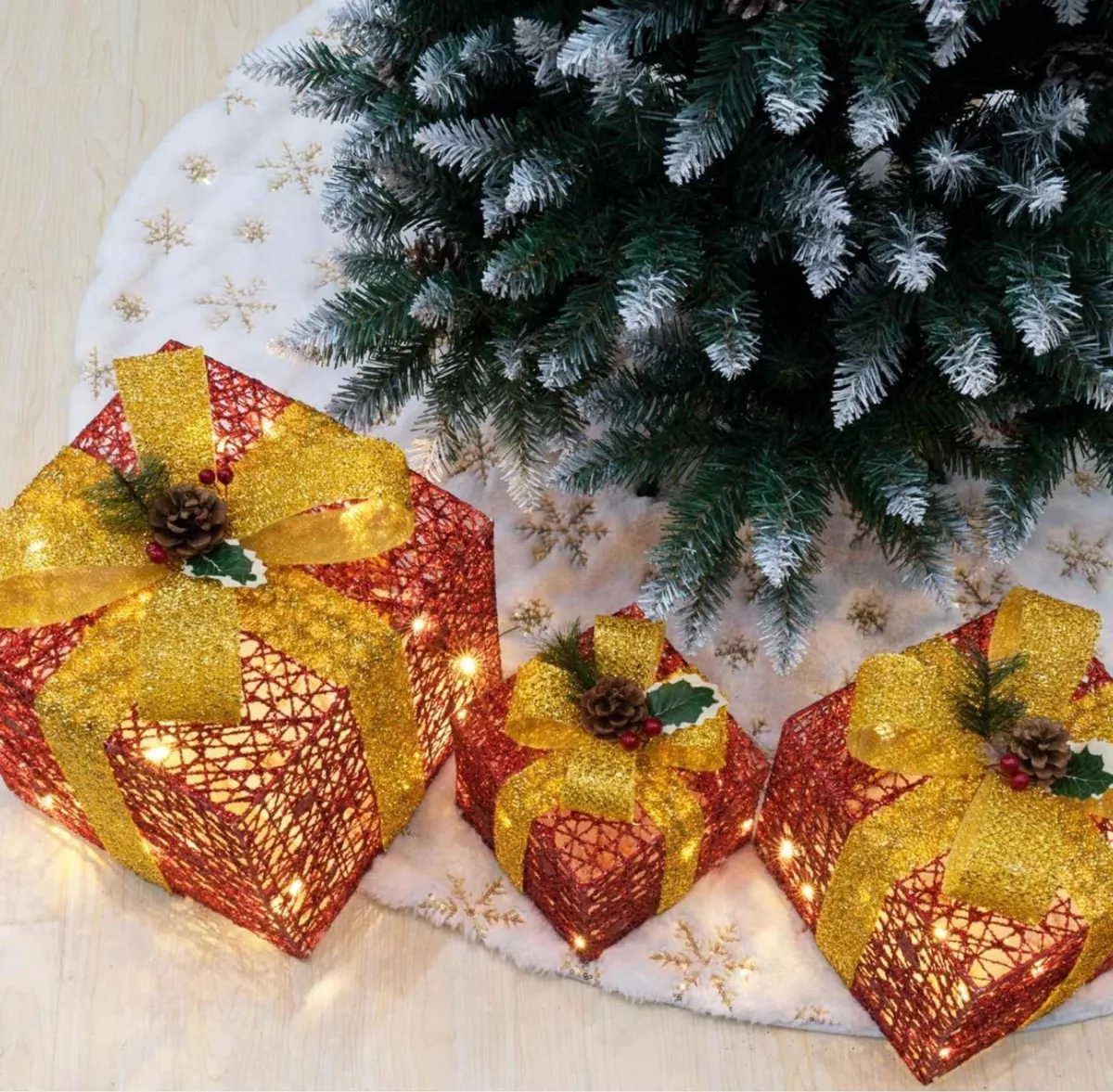 PACK 3 CAJAS NAVIDEÑAS LED DECORACIÓN ÁRBOL LIVING NAVIDAD - 1