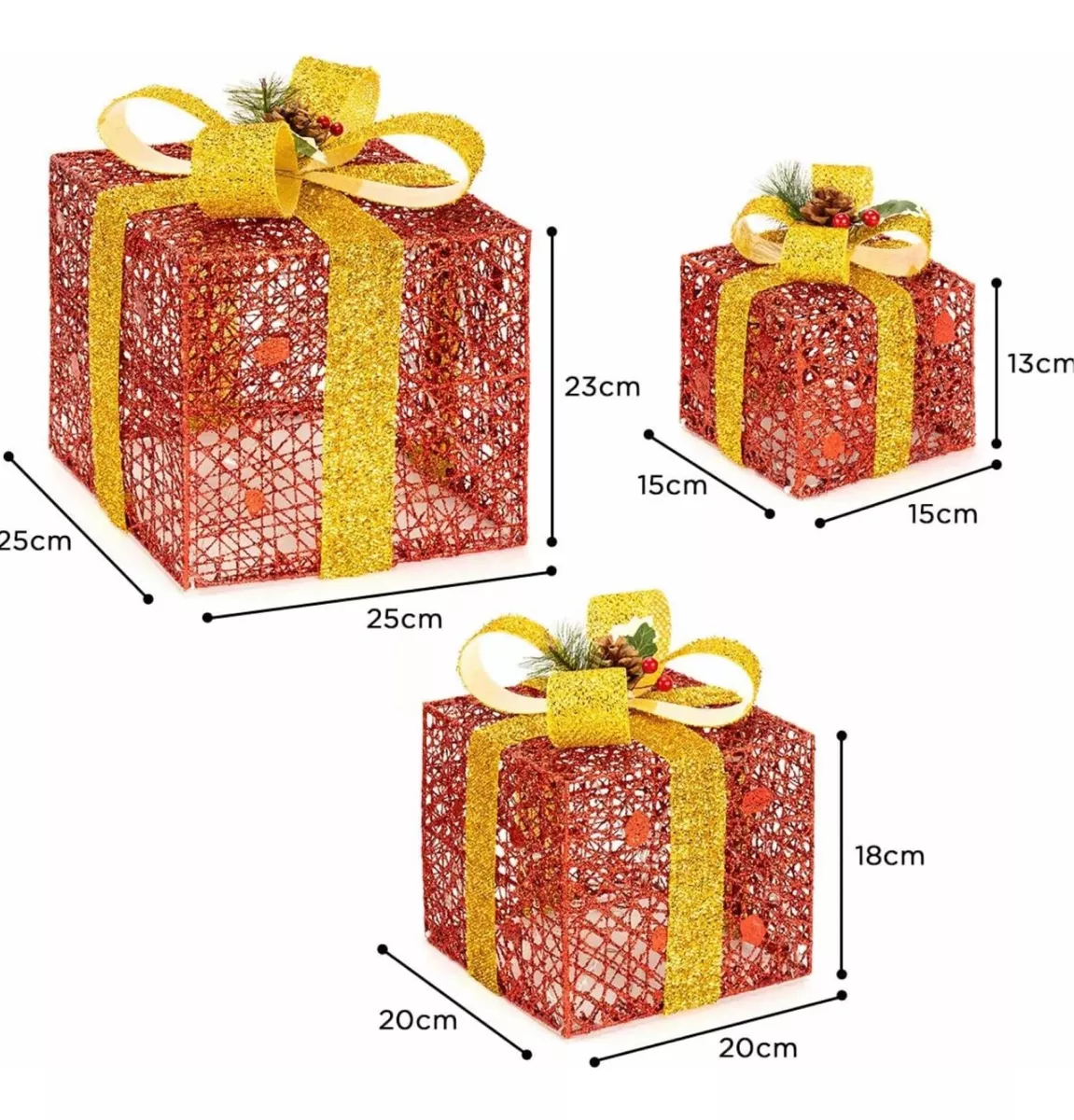 PACK 3 CAJAS NAVIDEÑAS LED DECORACIÓN ÁRBOL LIVING NAVIDAD - 2