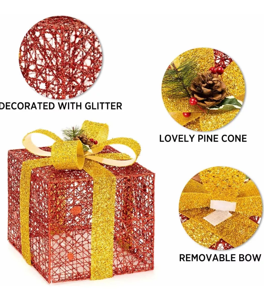 PACK 3 CAJAS NAVIDEÑAS LED DECORACIÓN ÁRBOL LIVING NAVIDAD - 3
