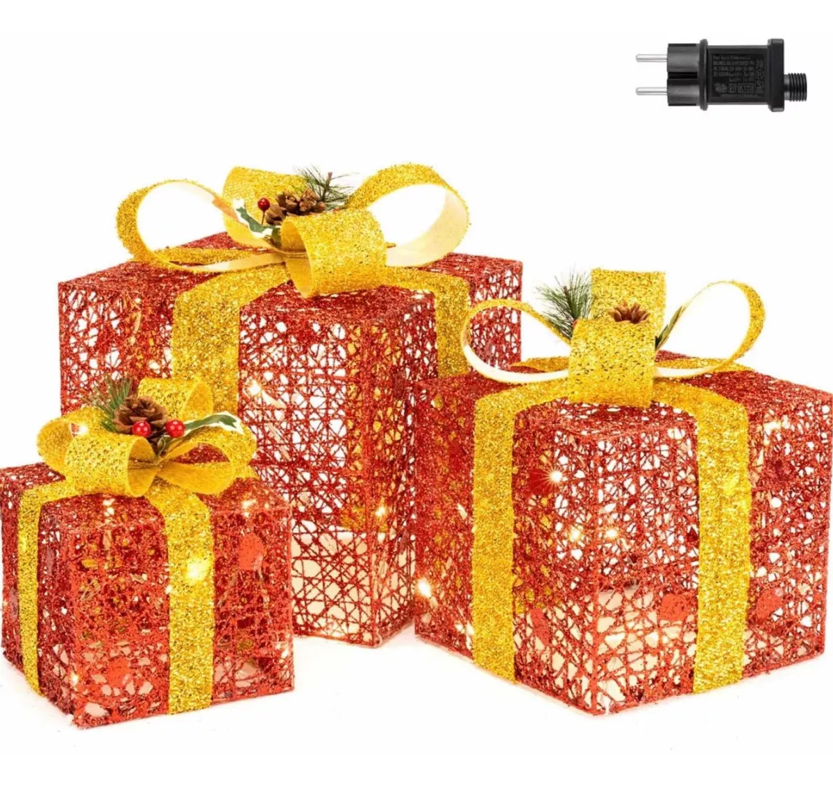 PACK 3 CAJAS NAVIDEÑAS LED DECORACIÓN ÁRBOL LIVING NAVIDAD - 5