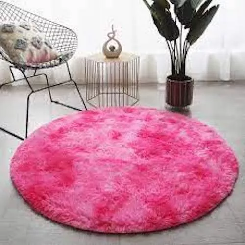 ALFOMBRA REDONDA PELUDA CIRCULAR 100CM TAPETE FELPA JASPEADA - 1