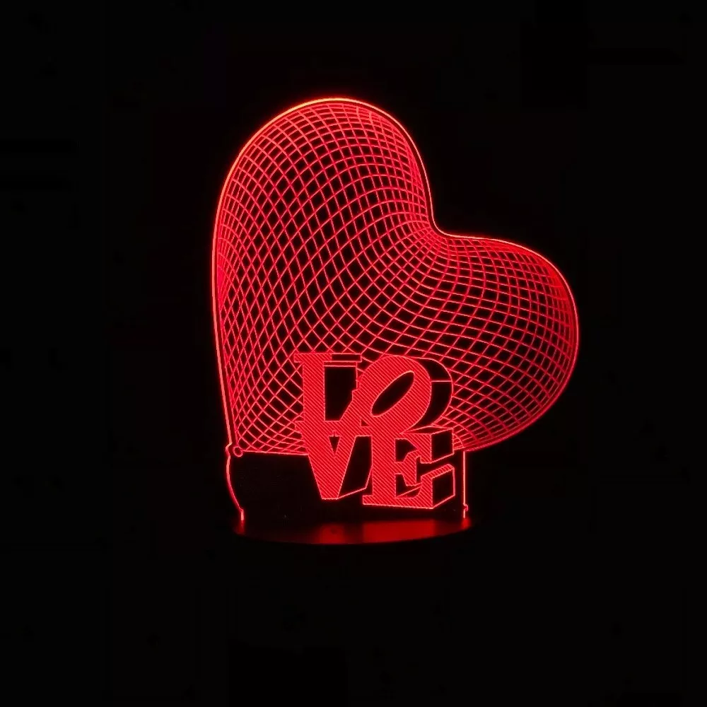 LÁMPARA CORAZÓN AMOR LOVE MESA ESCRITORIO 3D LED - 1