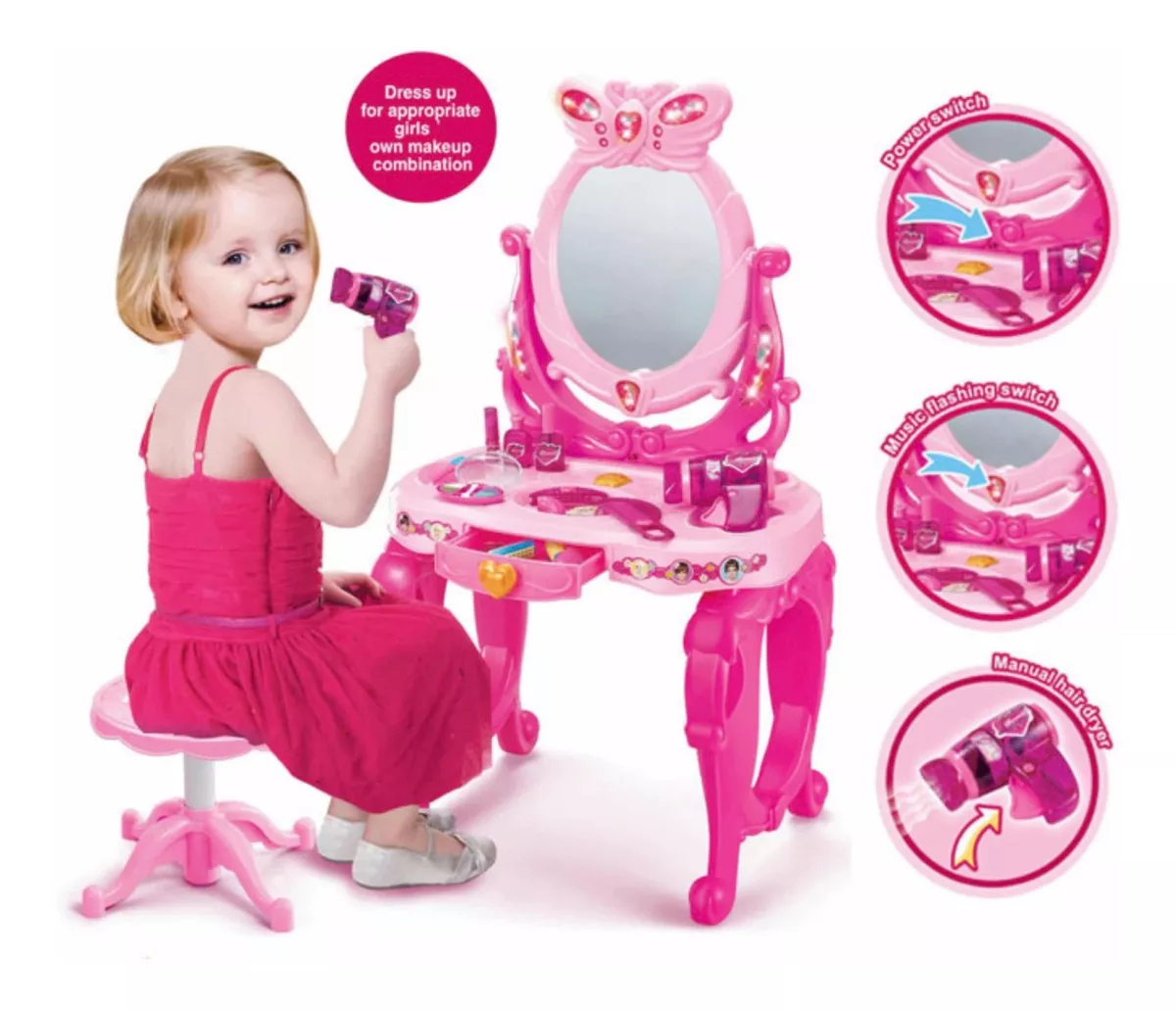 TOCADOR DE MAQUILLAJE GRANDE PARA NIÑA JUGUETE - 2