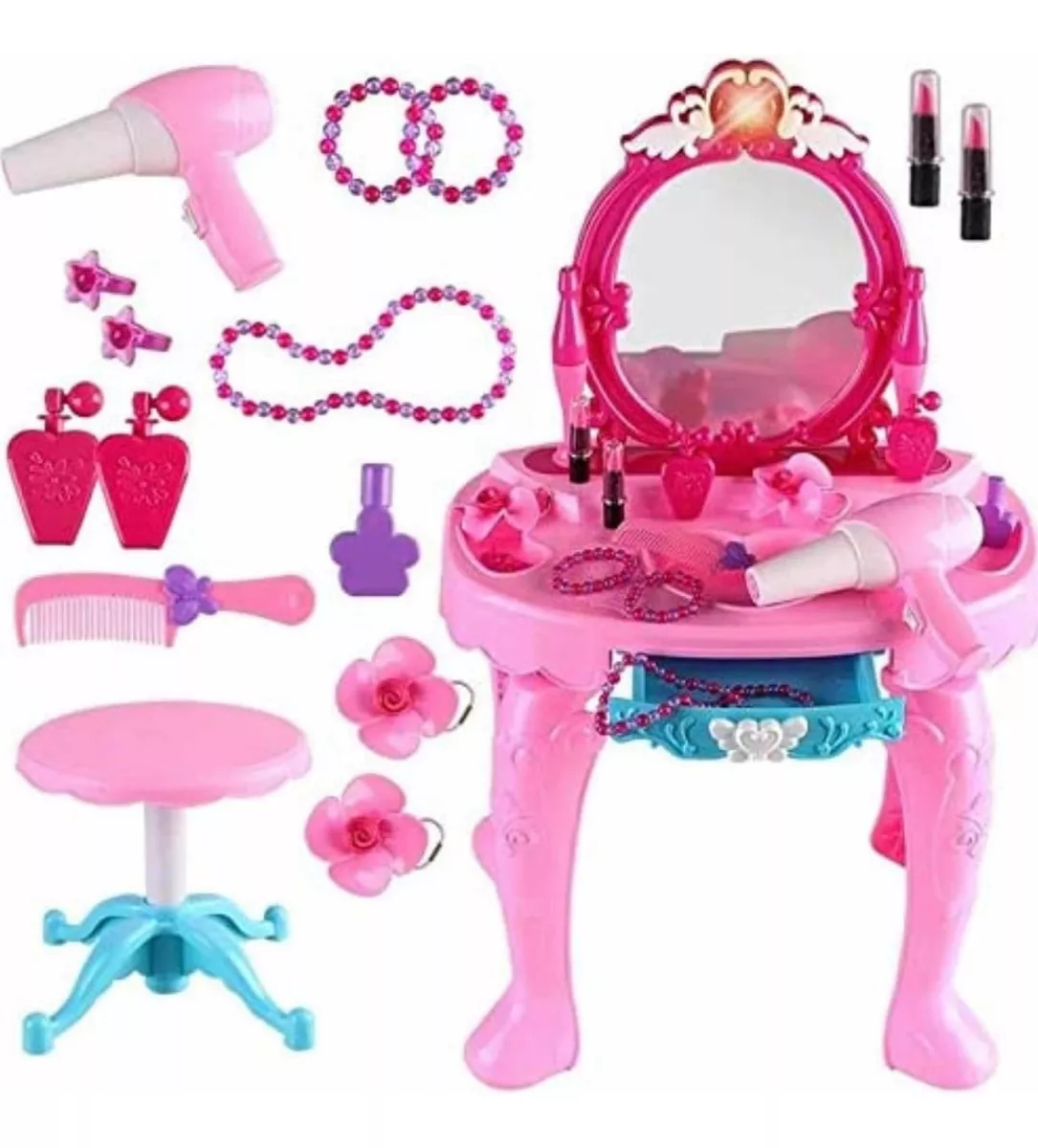 TOCADOR DE MAQUILLAJE GRANDE PARA NIÑA JUGUETE - 3