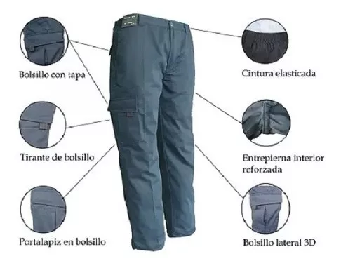 PANTALÓN HOMBRE CARGO GABARDINA CINTURA ELASTICADA FILTRO UV - 2