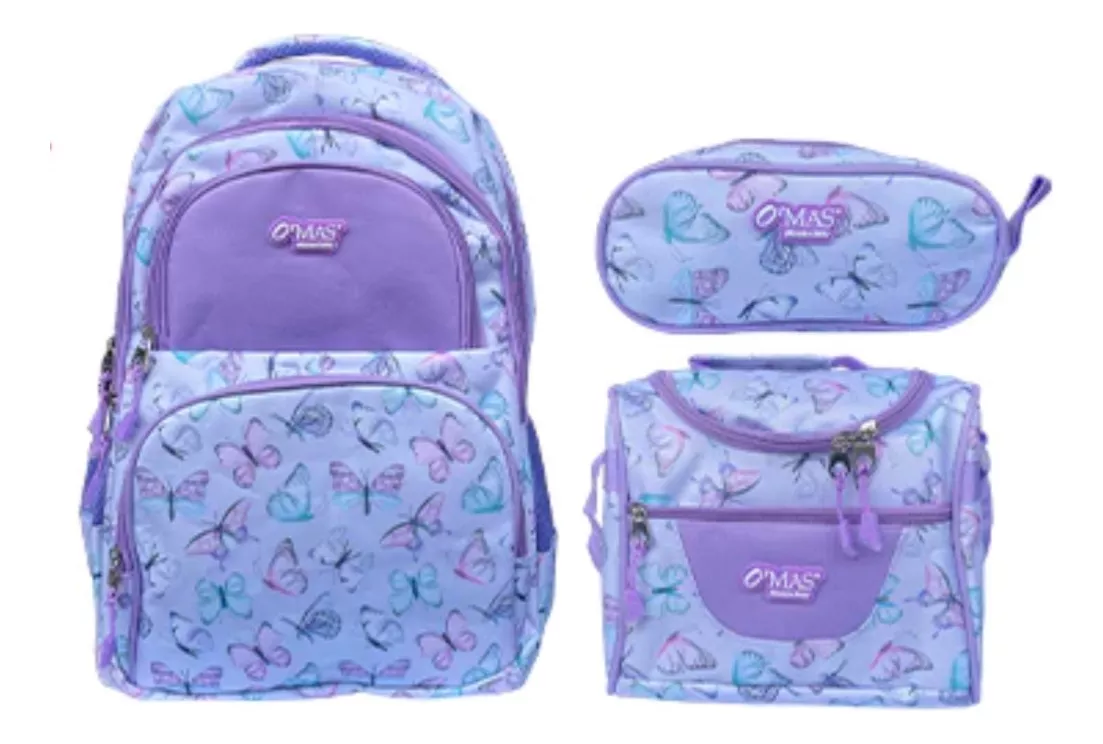 KIT ESCOLAR MOCHILA + LONCHERA TÉRMICA + CARTUCHERA NIÑA - 1