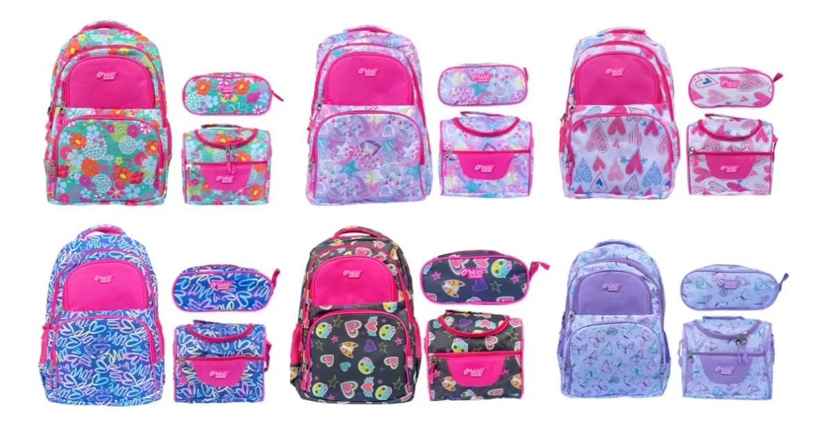 KIT ESCOLAR MOCHILA + LONCHERA TÉRMICA + CARTUCHERA NIÑA - 1