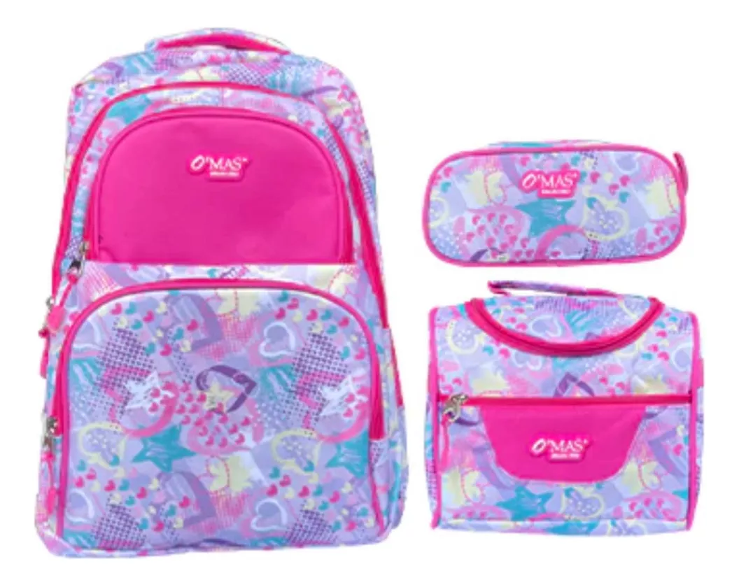 KIT ESCOLAR MOCHILA + LONCHERA TÉRMICA + CARTUCHERA NIÑA - 1