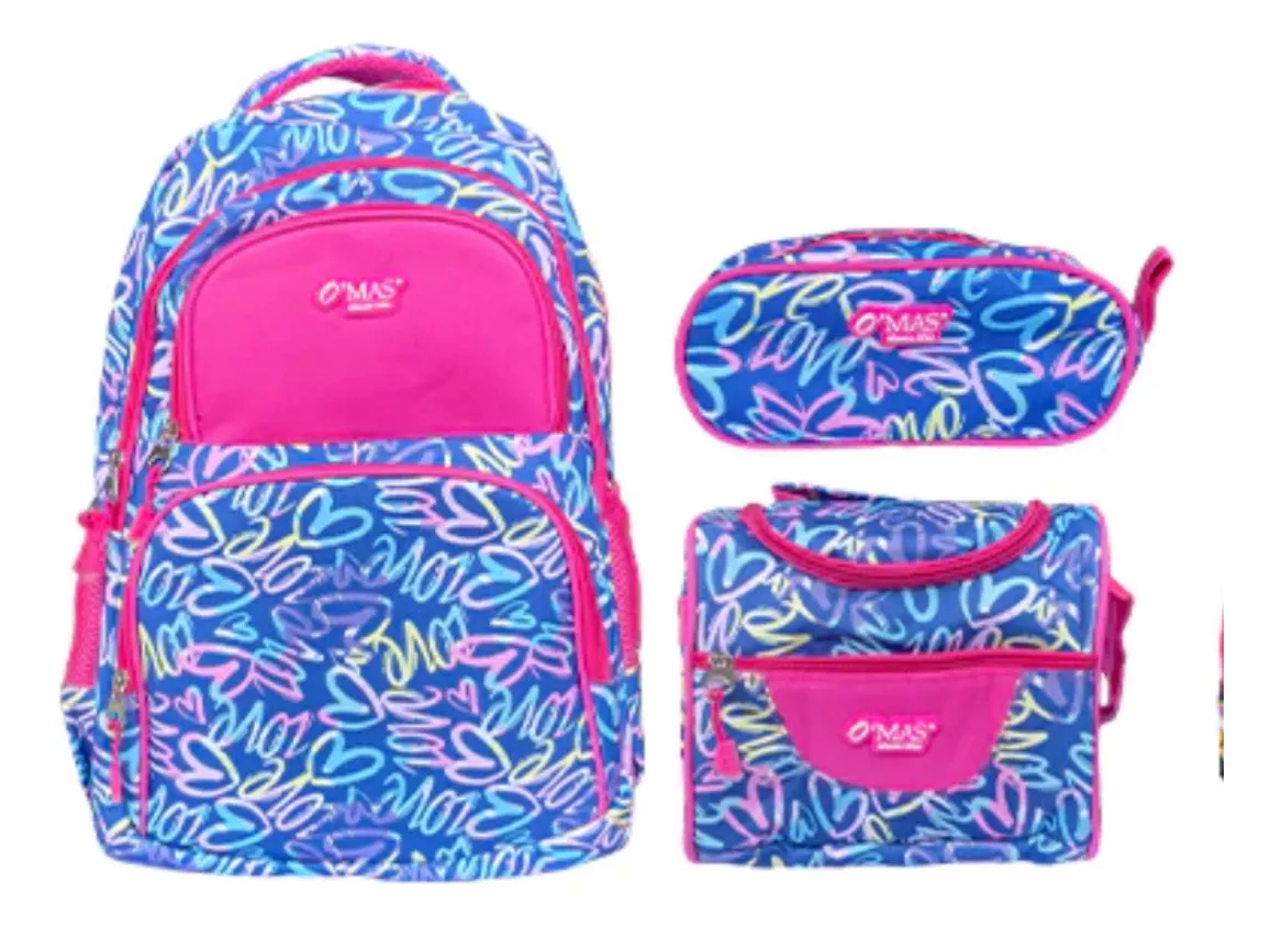 KIT ESCOLAR MOCHILA + LONCHERA TÉRMICA + CARTUCHERA NIÑA - 1