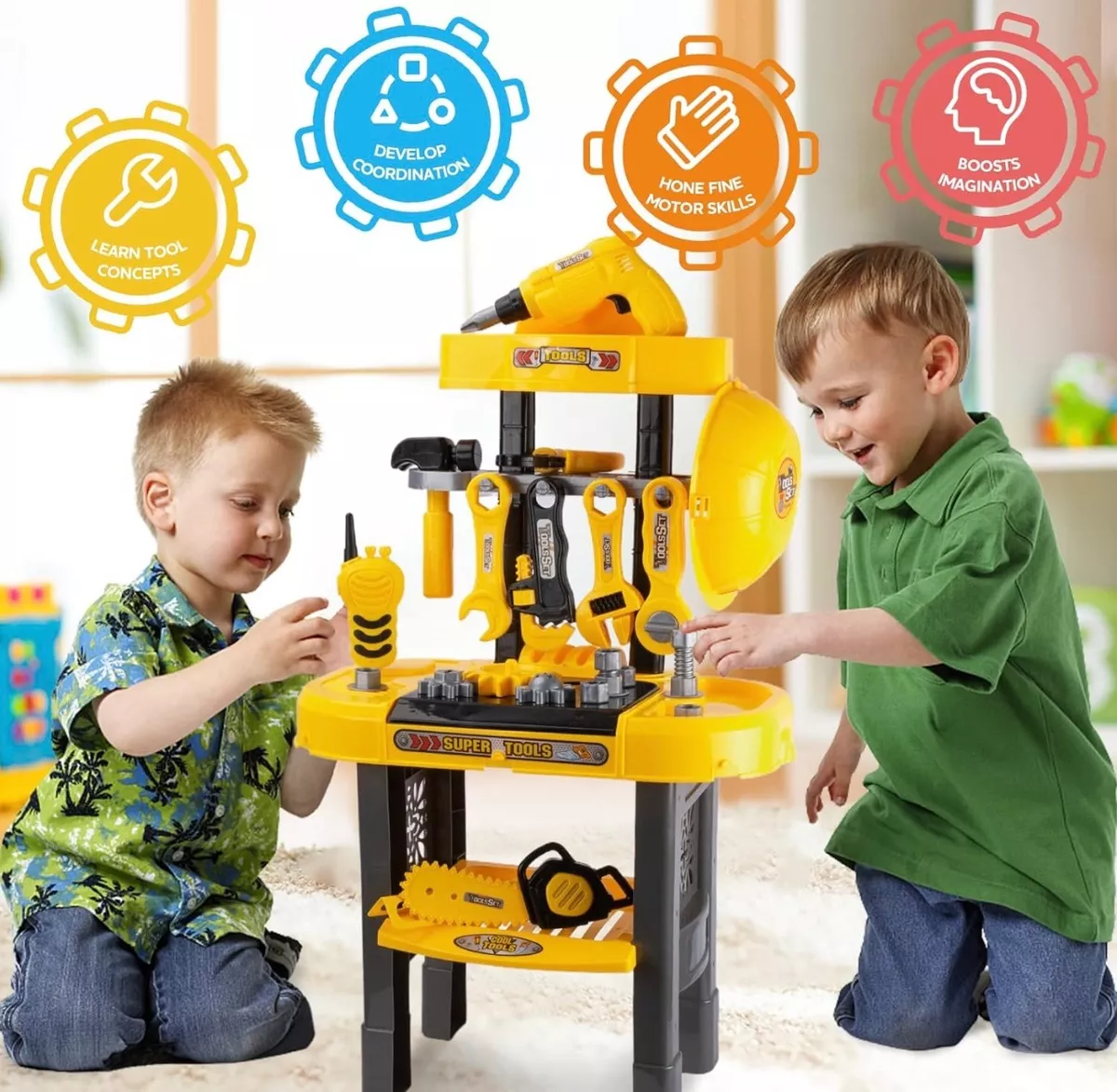 KIT JUEGO DE HERRAMIENTA 74PCS JUGUETE EDUCATIVO NIÑO - 5