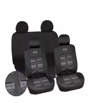 KIT CUBRE ASIENTOS Y VOLANTE AUTO UNIVERSAL CARBON-CUERO - 1