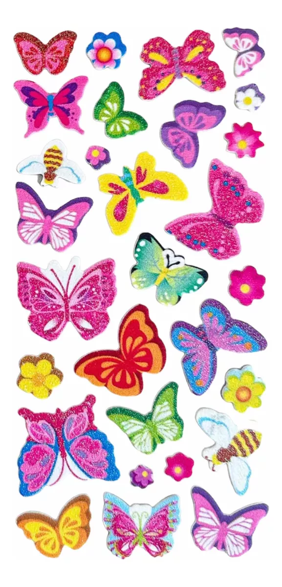 PACK X6 ROLLOS STICKER GLITTER ARTE CALCOMANIAS PEGATINAS - 1