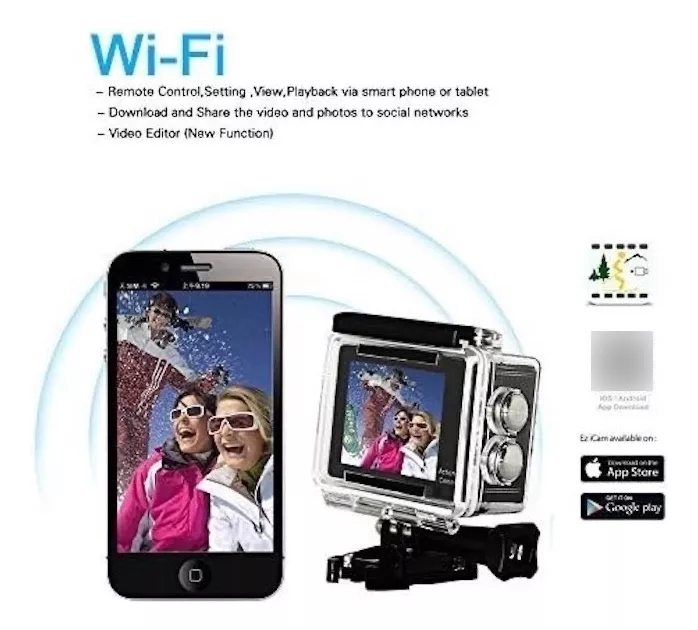 CÁMARA 4K 20MP ULTRA HD PANTALLA LCD SUMERGIBLE WIFI SPORT - 5