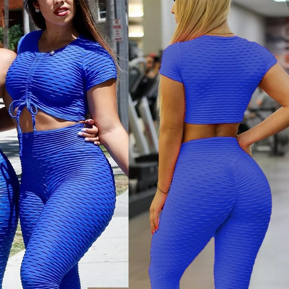 CONJUNTO MUJER TEXTURIZADO DEPORTIVO FITNESS TIRO ALTO - 1