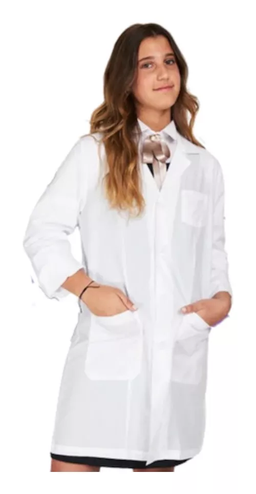 COTONA ALGODÓN UNISEX BLANCO DELANTAL JUVENIL ESCOLAR COLEGIO - 1