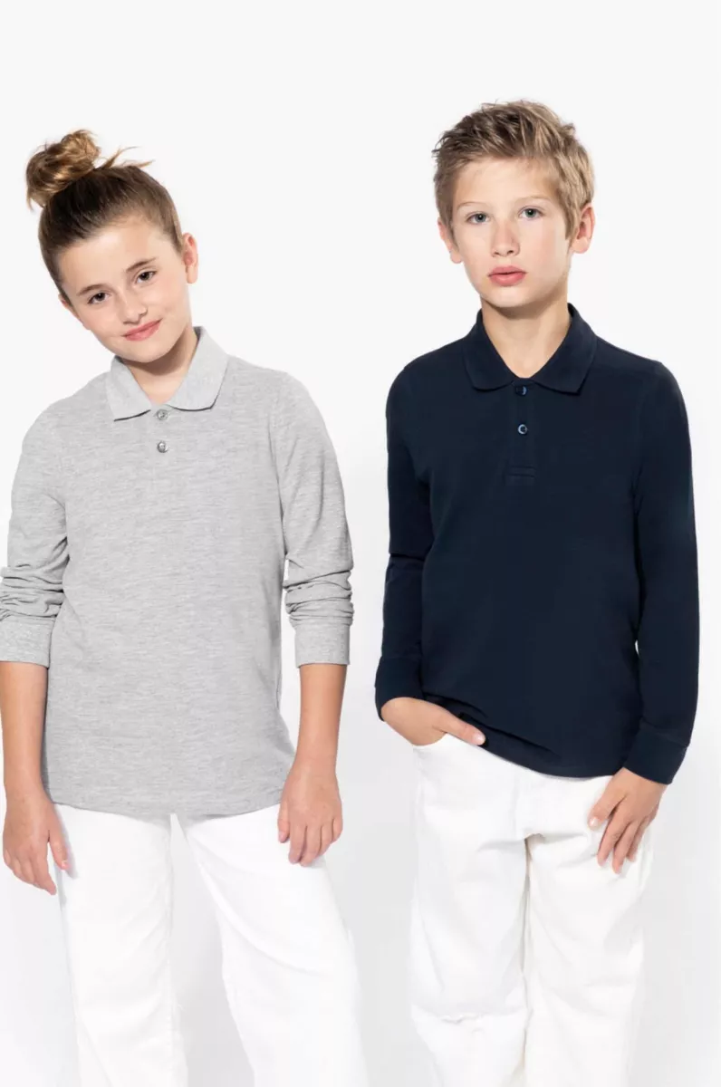 PIQUE MANGA LARGA NIÑOS POLERA JUVENIL UNISEX ESCOLAR - 1