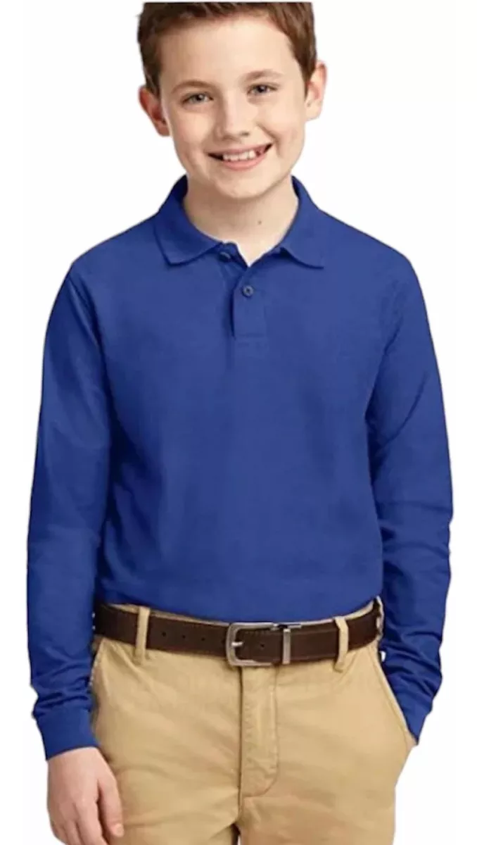 PIQUE MANGA LARGA NIÑOS POLERA JUVENIL UNISEX ESCOLAR - 1