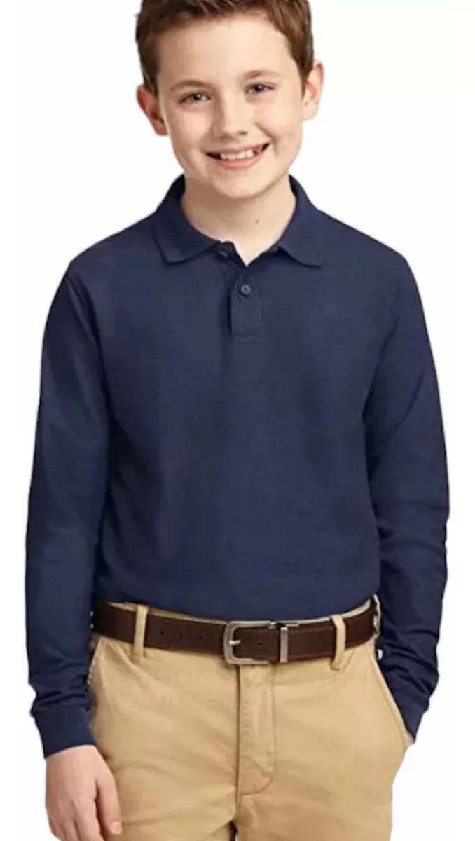 PIQUE MANGA LARGA NIÑOS POLERA JUVENIL UNISEX ESCOLAR - 1