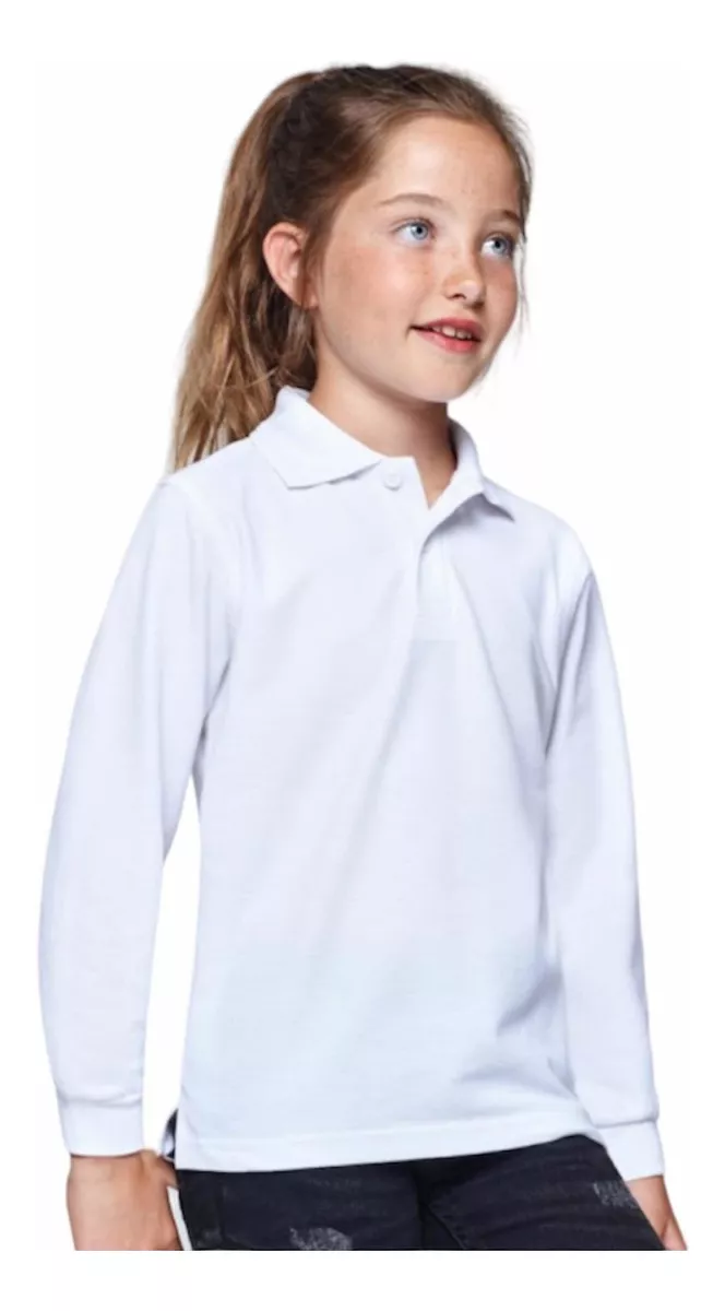 PIQUE MANGA LARGA NIÑOS POLERA JUVENIL UNISEX ESCOLAR - 1