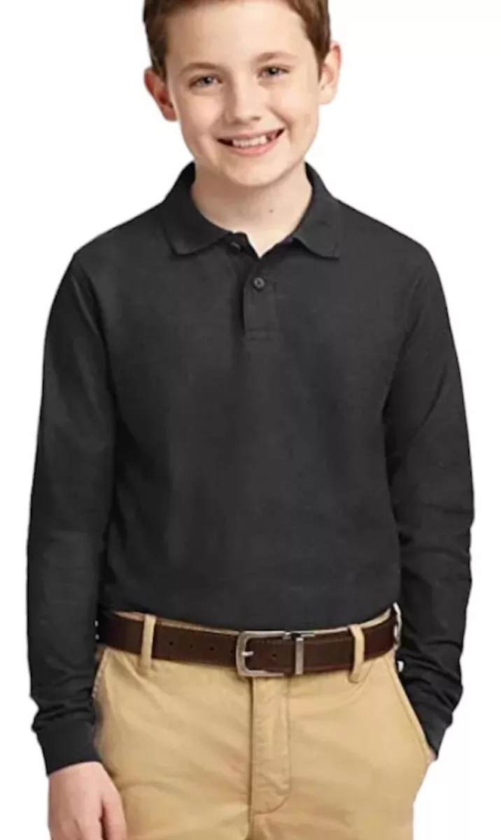 PIQUE MANGA LARGA NIÑOS POLERA JUVENIL UNISEX ESCOLAR - 1