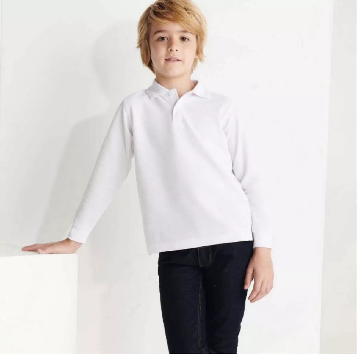 PIQUE MANGA LARGA NIÑOS POLERA JUVENIL UNISEX ESCOLAR - 2