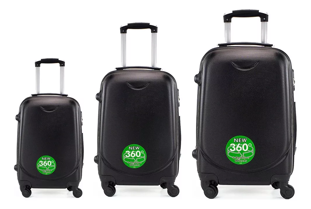 KIT X3 JUEGO MALETAS RIGIDAS 360 POLICARBONATO C/CANDADO - 1