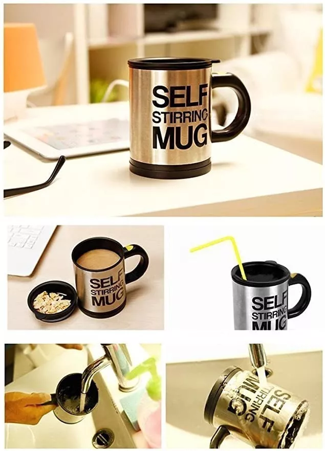 TAZA DE CAFÉ CON BATIDOR AUTO AGITABLE REGALO SORPRESA PADRE - 2