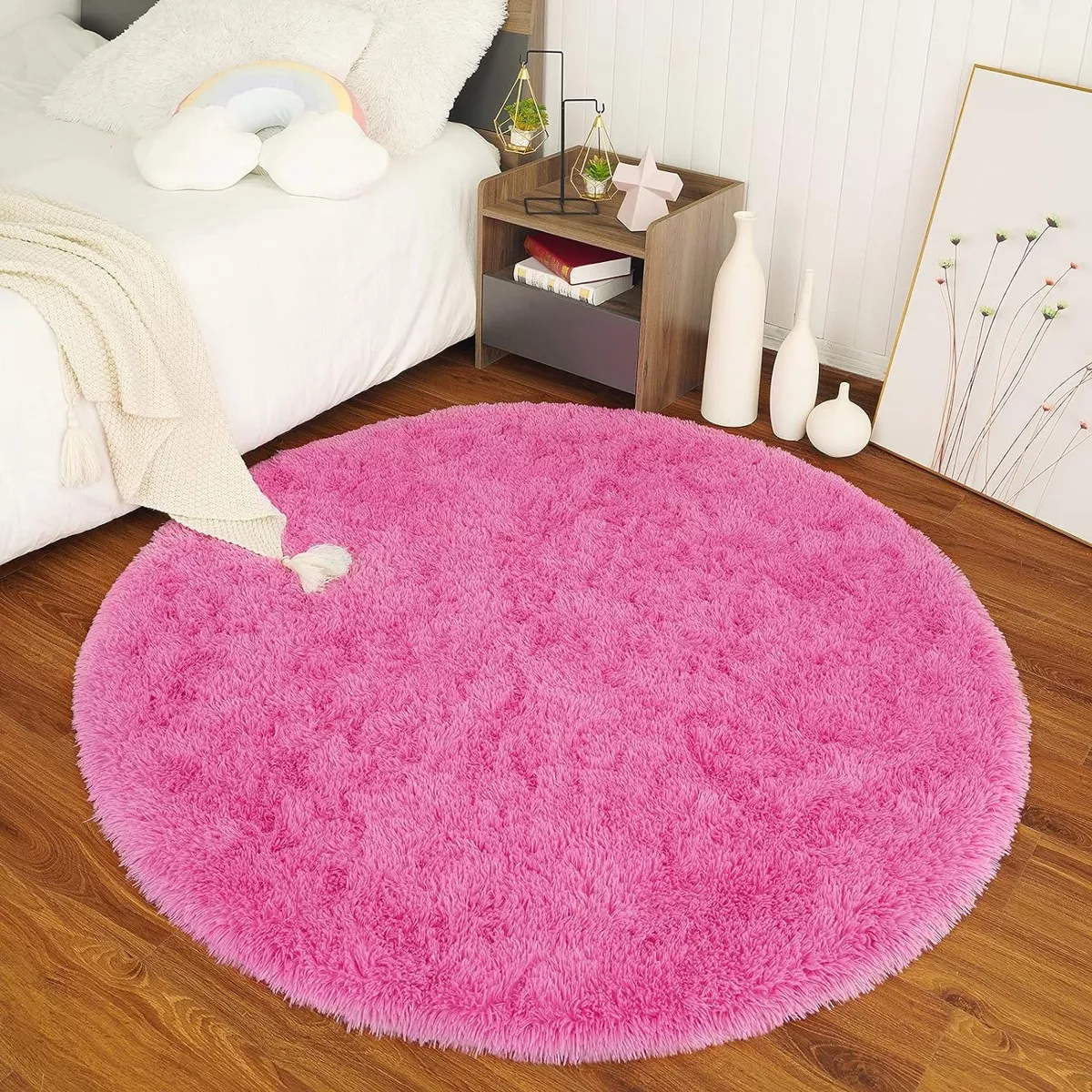ALFOMBRA REDONDA PELUDA CIRCULAR 100CM TAPETE FELPA LISA - 1