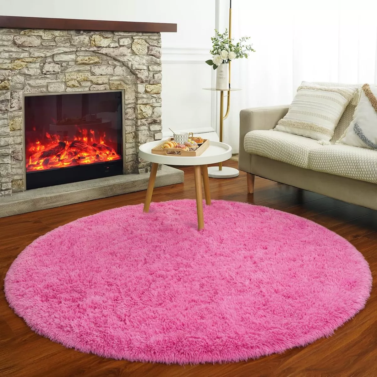 ALFOMBRA REDONDA PELUDA CIRCULAR 100CM TAPETE FELPA LISA - 2