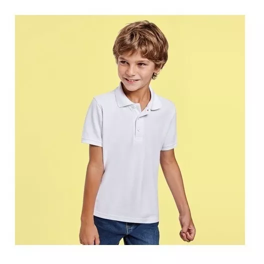POLERA PIQUE NIÑOS MANGA CORTA CUELLO POLO ALGODÓN UNISEX - 1