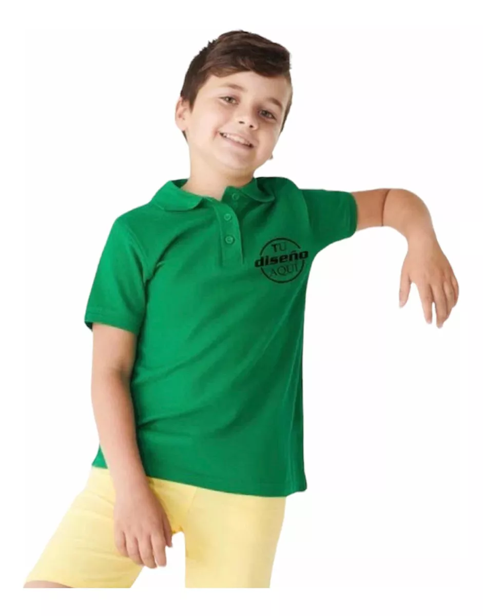 POLERA PIQUE NIÑOS MANGA CORTA CUELLO POLO ALGODÓN UNISEX - 1