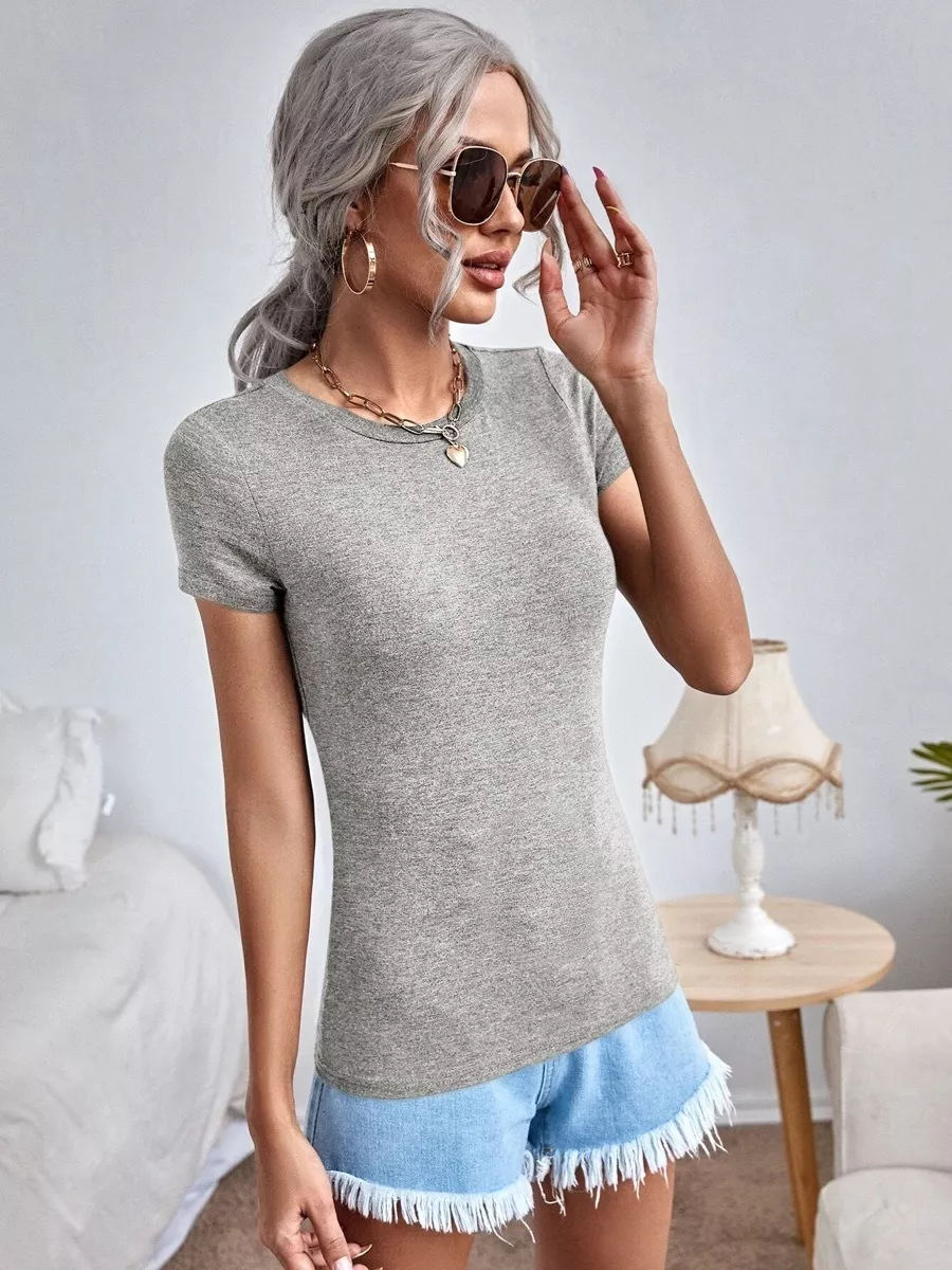 POLERA MUJER BÁSICA MANGA CORTA 100% ALGODÓN PREMIUM ELASTIC - 2