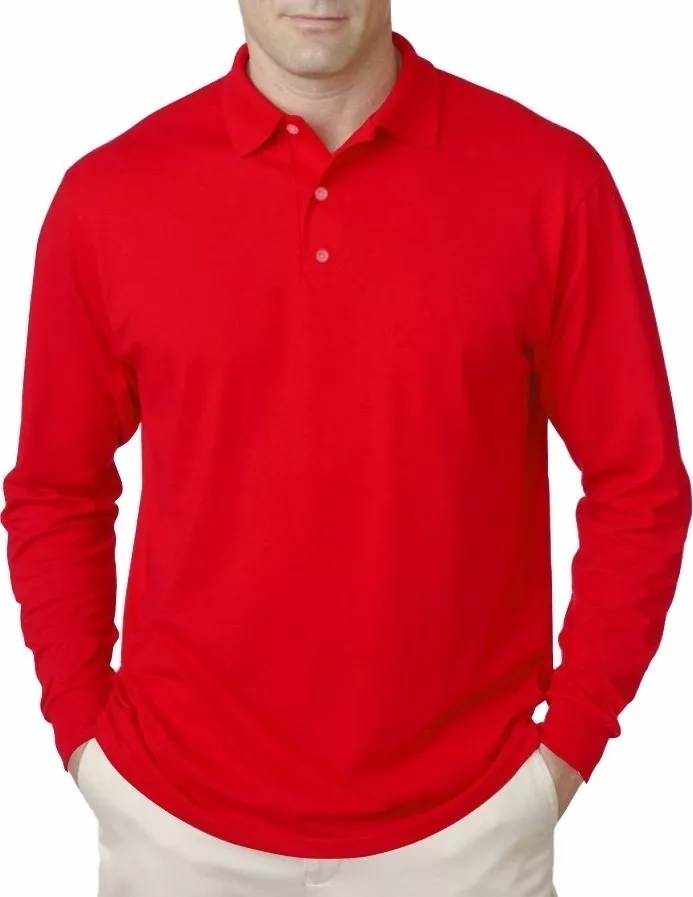 POLERA PIQUE HOMBRE MANGA LARGA 100% ALGODÓN PREMIUM UV UPF - 1