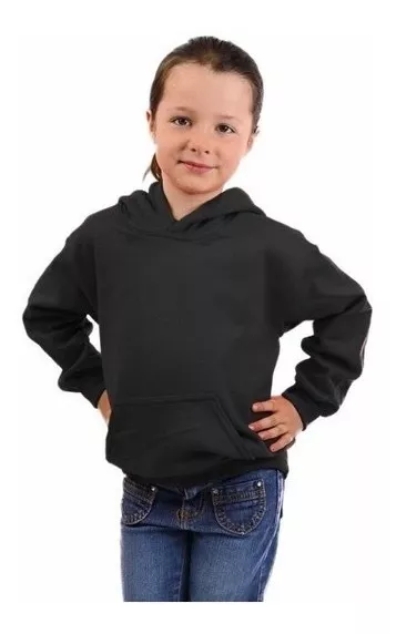 POLERON NIÑO CANGURO CON CAPUCHA 100% ALGODÓN BÁSICO COLEGIO - 1