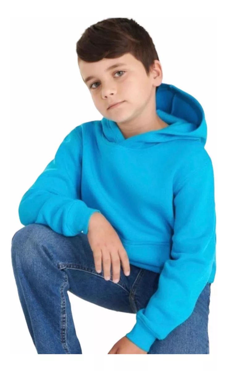POLERON NIÑO CANGURO CON CAPUCHA 100% ALGODÓN BÁSICO COLEGIO - 1