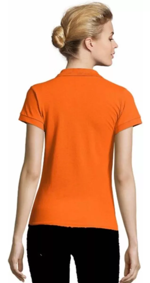 POLERA PIQUE MUJER MANGA CORTA 100% ALGODÓN ENTALLADA EN V - 1