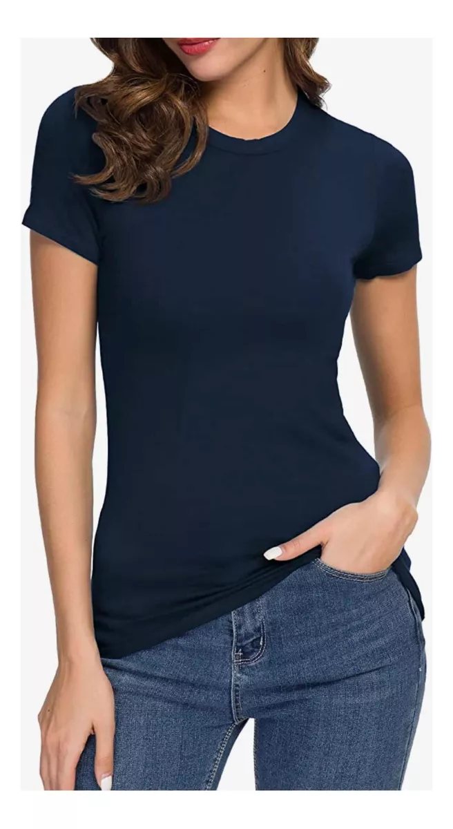 POLERA MUJER MANGA CORTA ALGODÓN 100% ENTALLADA - 1