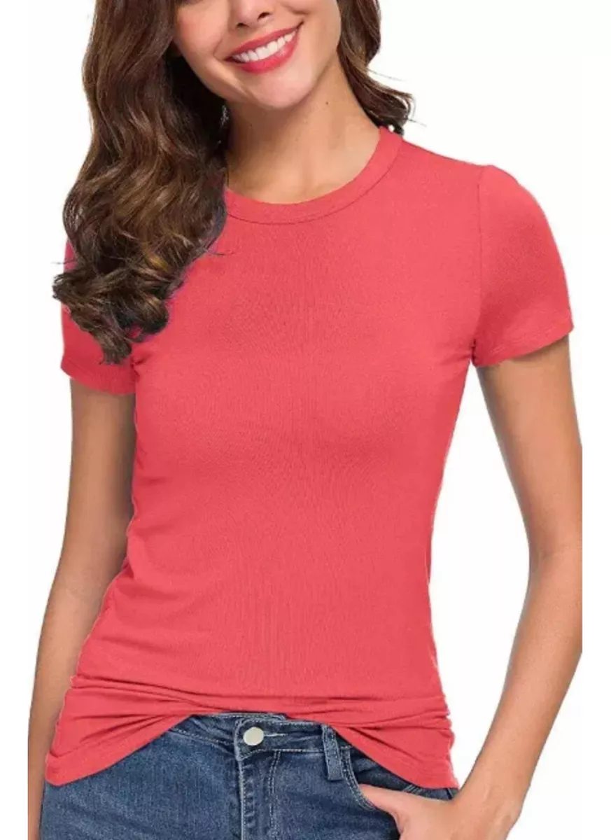 POLERA MUJER MANGA CORTA ALGODÓN 100% ENTALLADA - 1