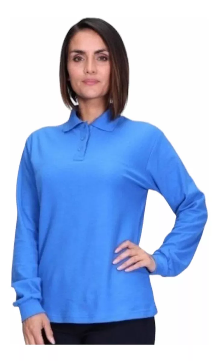 POLERA PIQUE MUJER MANGA LARGA 100% ALGODÓN PREMIUM UV POLO - 1
